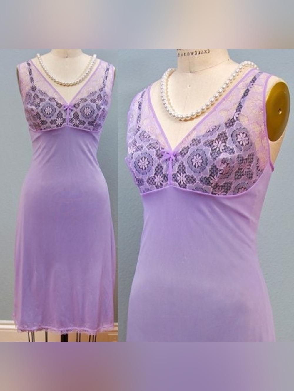VINTAGE Lavender Lace Slip Dress or Nightgown/Lingerie